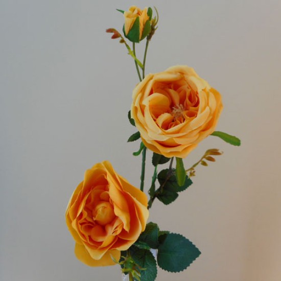 Artificial Rose Spray Saffron Yellow 65cm Artificial Flowers